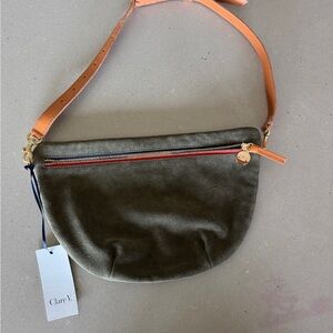 Clare V grande fanny, olive green suede NWT